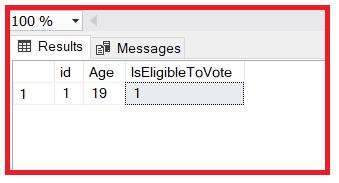 Picture showing the output of computed columns in sql server